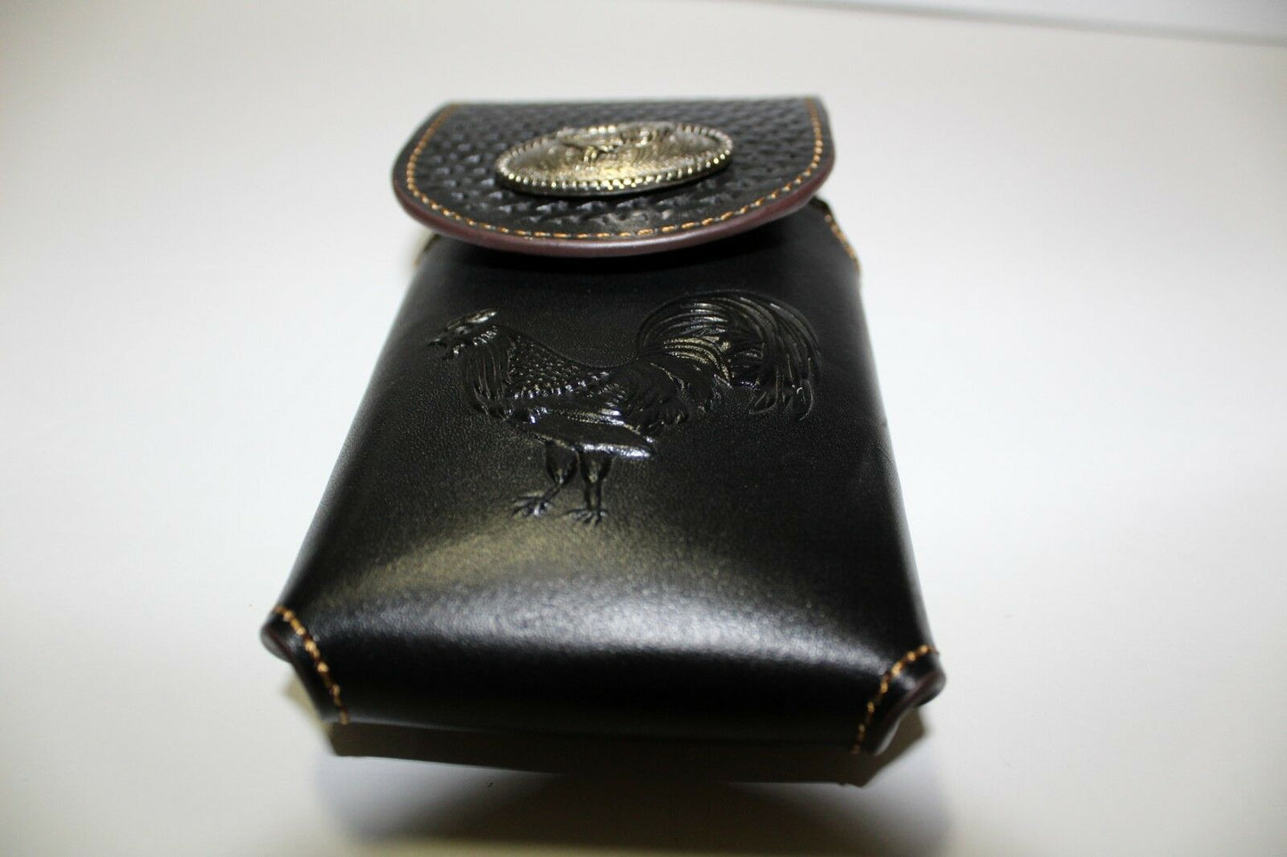 7" ROOSTER BLACK EMBOSSED LEATHER POUCH EXTRA LARGE  BELT LOOP HOLSTER CELL PHONE CASE UNIVERSAL OVERSIZE #EH12924--FREE SHIPPING