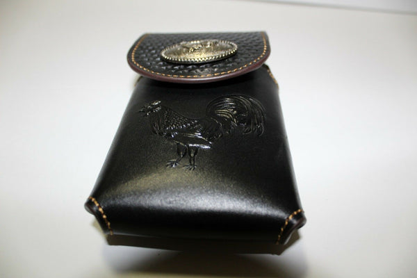 7" ROOSTER BROWN EMBOSSED LEATHER POUCH EXTRA LARGE  BELT LOOP HOLSTER CELL PHONE CASE UNIVERSAL OVERSIZE #EH12925--FREE SHIPPING