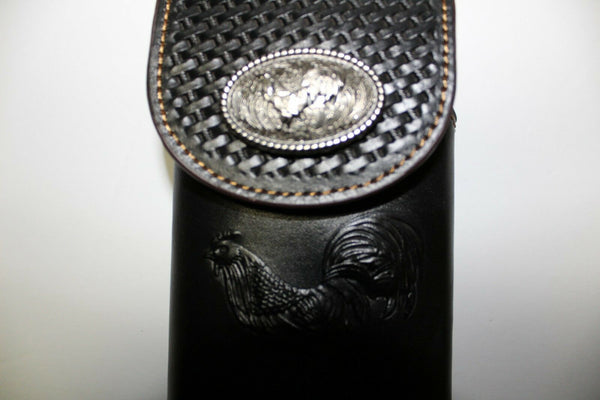 7" ROOSTER BROWN EMBOSSED LEATHER POUCH EXTRA LARGE  BELT LOOP HOLSTER CELL PHONE CASE UNIVERSAL OVERSIZE #EH12925--FREE SHIPPING
