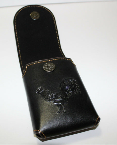 7" ROOSTER BROWN EMBOSSED LEATHER POUCH EXTRA LARGE  BELT LOOP HOLSTER CELL PHONE CASE UNIVERSAL OVERSIZE #EH12925--FREE SHIPPING