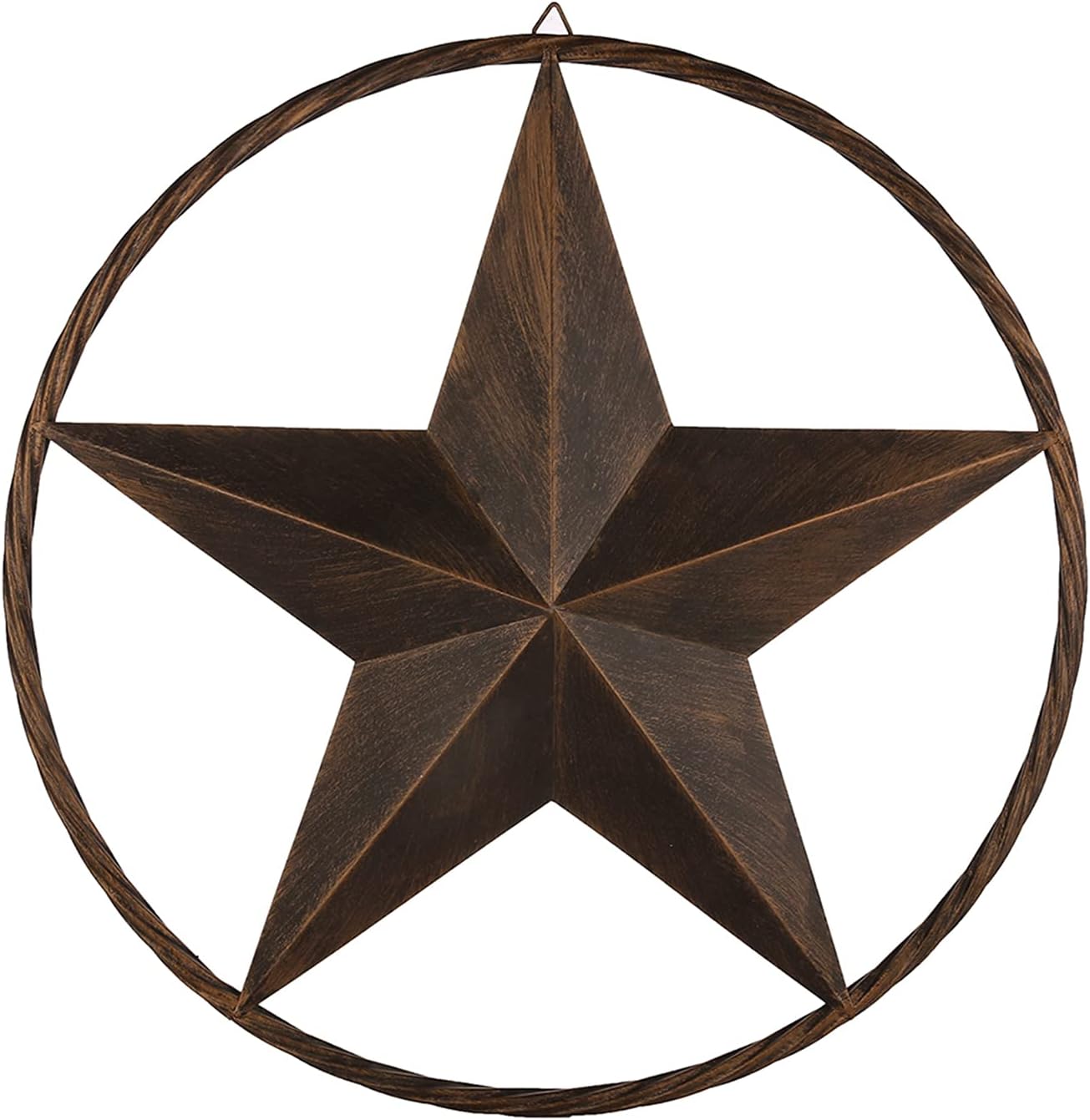 12" TO 72" BARN METAL STAR TWISTED ROPE RING RUSTIC BRONZE WESTERN HOME DECOR HANDMADE #EH10008