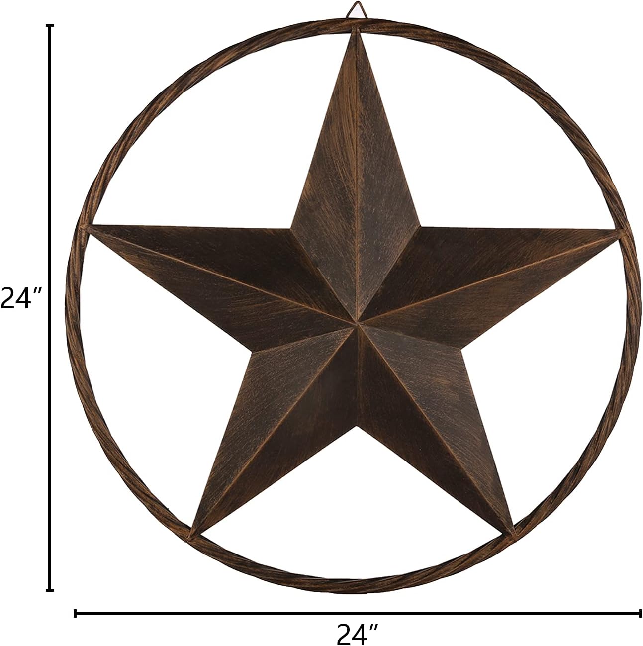12" TO 72" BARN METAL STAR TWISTED ROPE RING RUSTIC BRONZE WESTERN HOME DECOR HANDMADE #EH10008