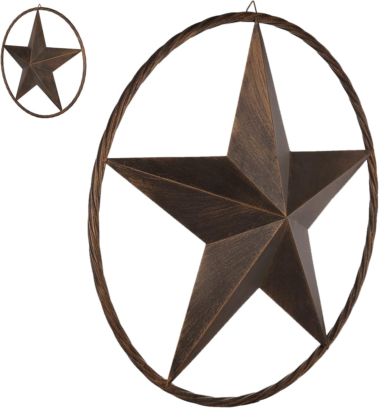 12" TO 72" BARN METAL STAR TWISTED ROPE RING RUSTIC BRONZE WESTERN HOME DECOR HANDMADE #EH10008