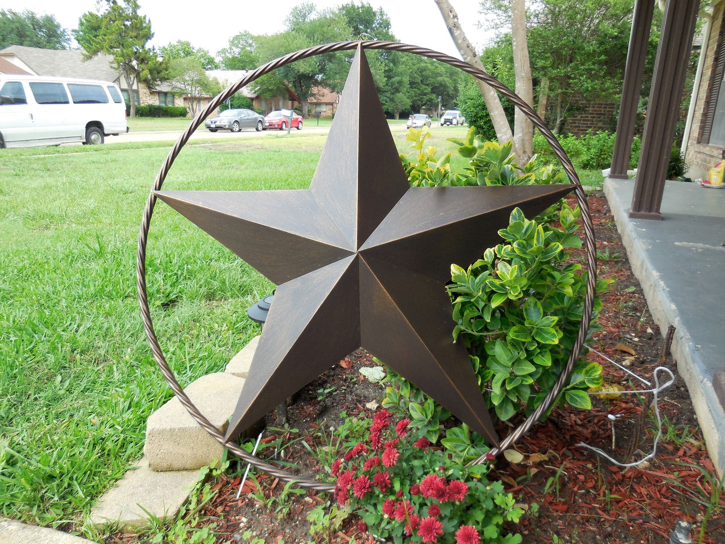 12" TO 72" BARN METAL STAR TWISTED ROPE RING RUSTIC BRONZE WESTERN HOME DECOR HANDMADE #EH10008