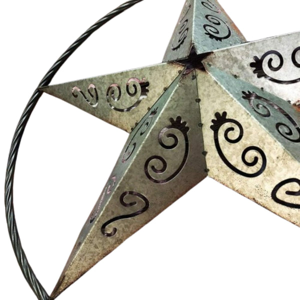 GALVANIZED SCROLL CARVED METAL BARN STAR WALL ART WESTERN HOME DECOR HANDMADE #EH12313