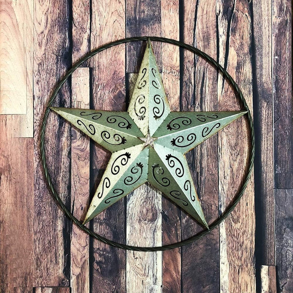 GALVANIZED SCROLL CARVED METAL BARN STAR WALL ART WESTERN HOME DECOR HANDMADE #EH12313