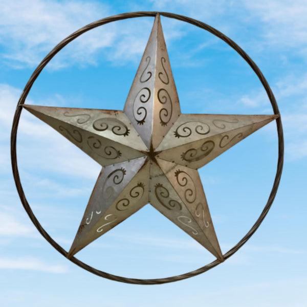 GALVANIZED SCROLL CARVED METAL BARN STAR WALL ART WESTERN HOME DECOR HANDMADE #EH12313