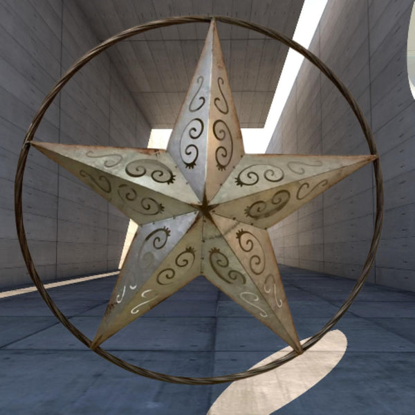GALVANIZED SCROLL CARVED METAL BARN STAR WALL ART WESTERN HOME DECOR HANDMADE #EH12313