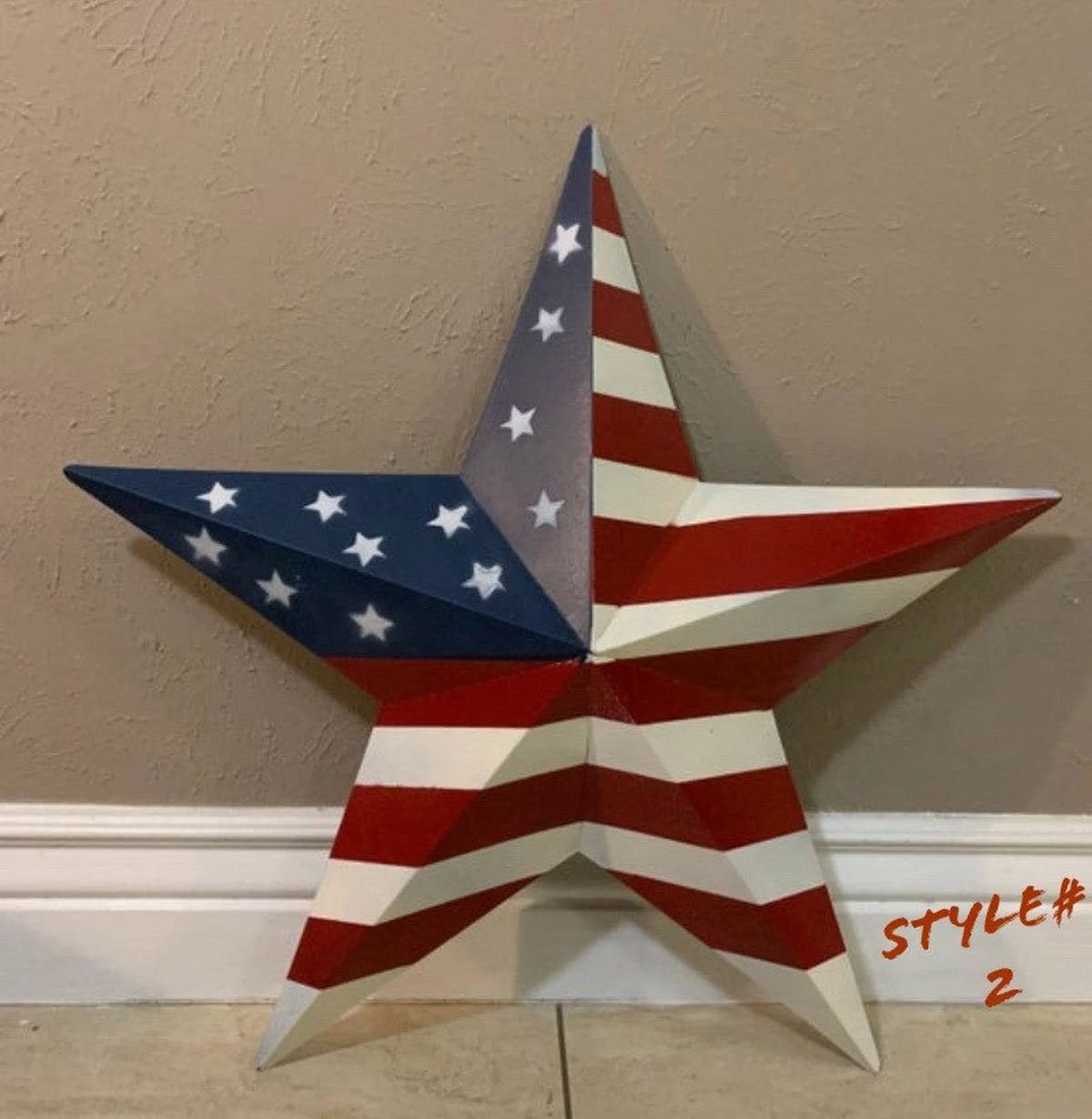AMERICANA USA FLAG BARN STAR RED WHT BLUE STAR HANDMADE 12",24",36" #EH13297