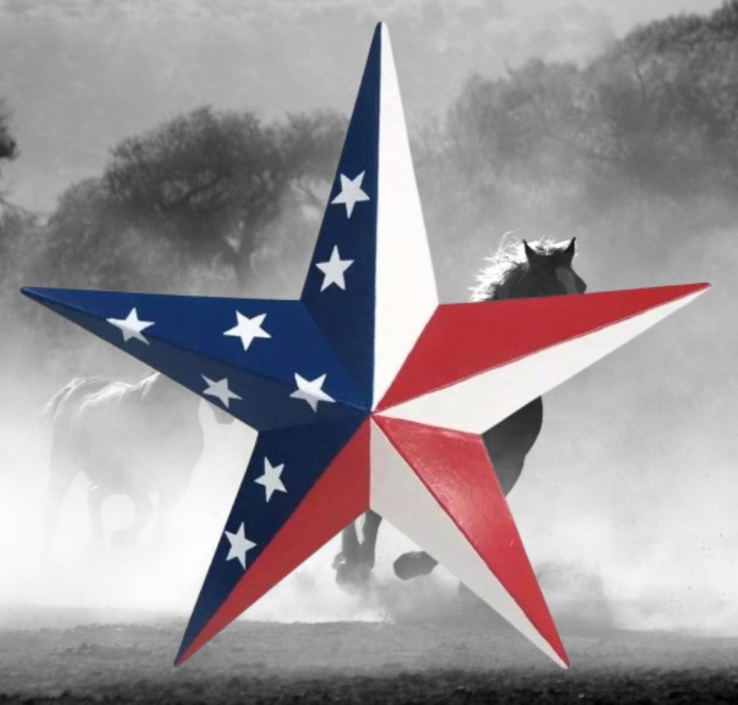 AMERICANA USA FLAG BARN STAR RED WHT BLUE PATRIOTIC METAL STAR HANDMADE 16",24",36" #EH13422