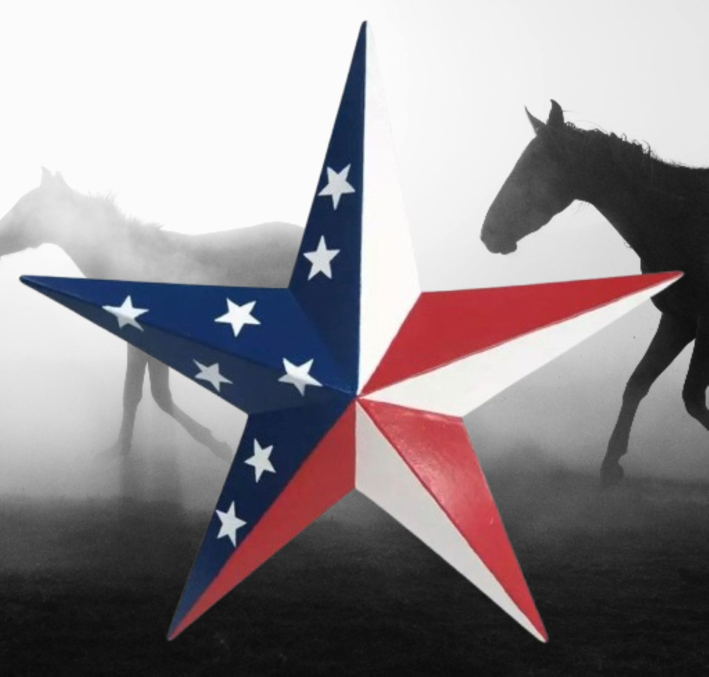 AMERICANA USA FLAG BARN STAR RED WHT BLUE PATRIOTIC METAL STAR HANDMADE 16",24",36" #EH13422