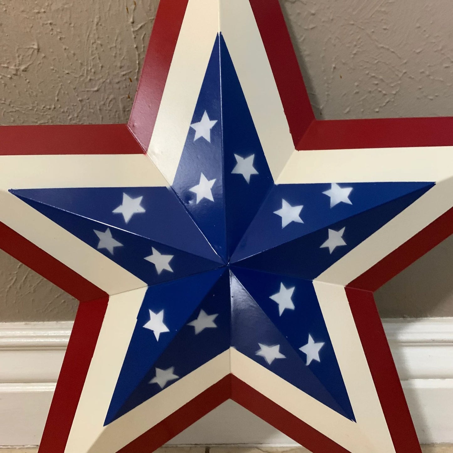 AMERICANA USA FLAG BARN STAR RED WHT BLUE DIAMOND STAR HANDMADE 12",24",36" #EH13361