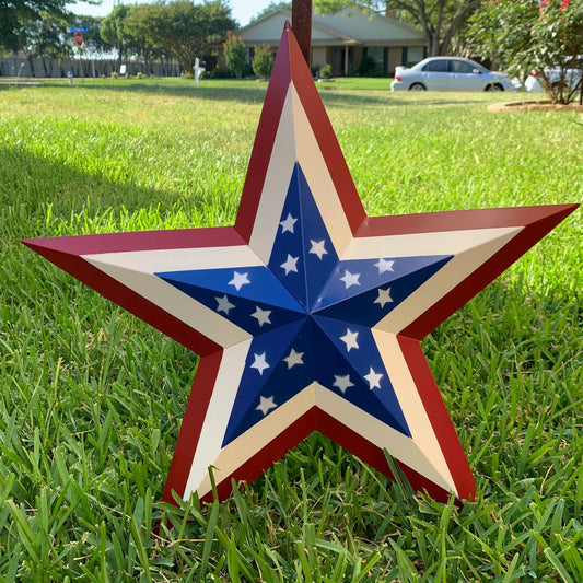 AMERICANA USA FLAG BARN STAR RED WHT BLUE DIAMOND STAR HANDMADE 12",24",36" #EH13361