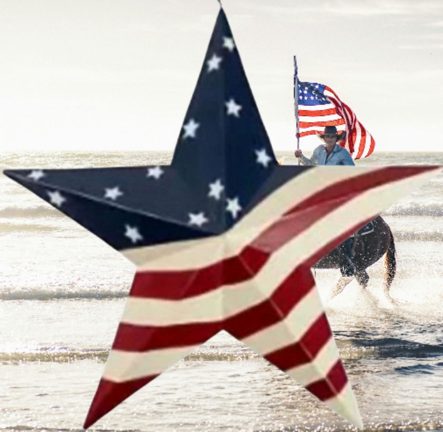 AMERICANA USA FLAG BARN STAR RED WHT BLUE STAR STYLE# 4 HANDMADE 16",24",36" #EH13470