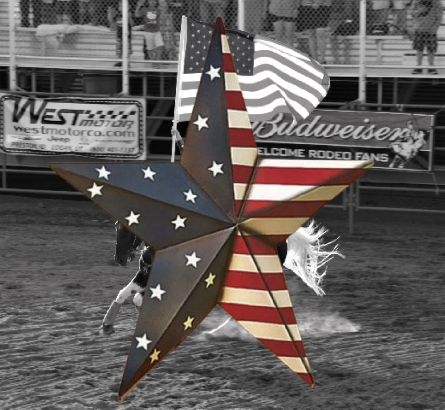 24" USA FLAG STAR RED WHITE & BLUE AMERICANA METAL BARN STAR METAL WALL ART HANDMADE TO ORDER #EH13492