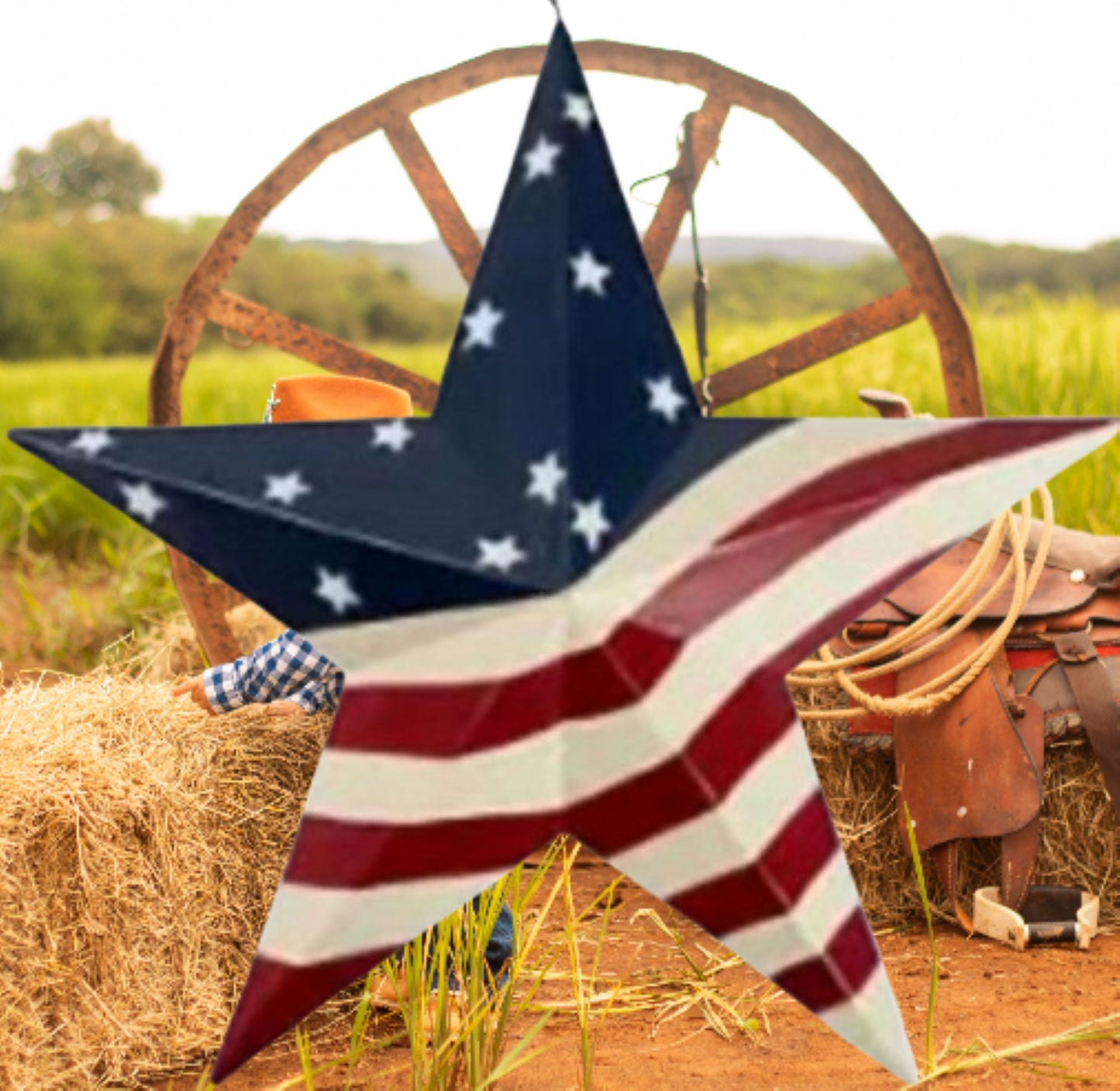 AMERICANA USA FLAG BARN STAR RED WHT BLUE STAR STYLE# 4 HANDMADE 16",24",36" #EH13470