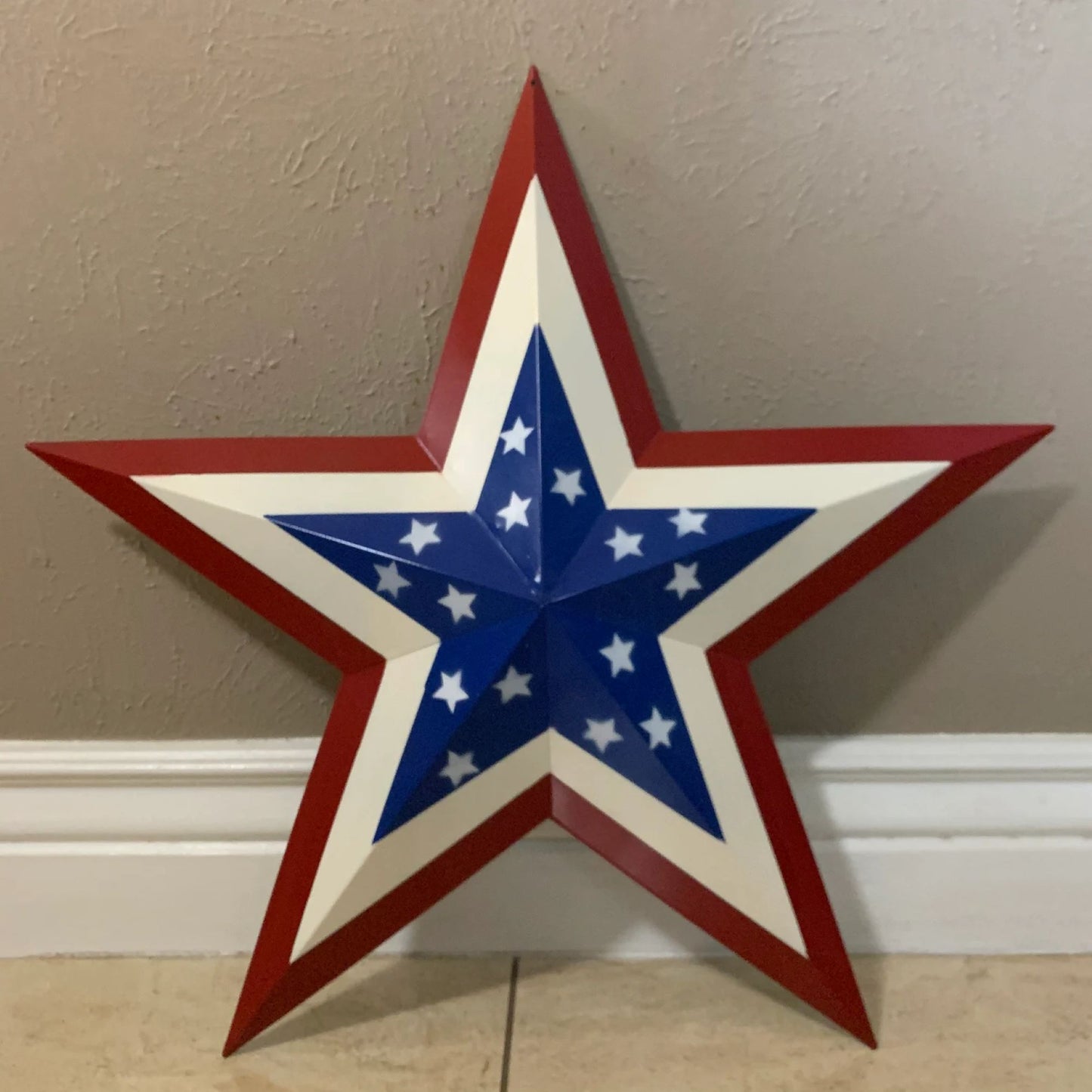 AMERICANA USA FLAG BARN STAR RED WHT BLUE DIAMOND STAR HANDMADE 12",24",36" #EH13361