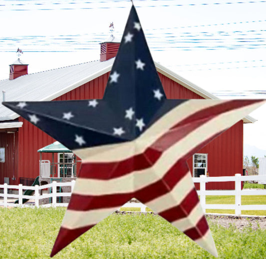 AMERICANA USA FLAG BARN STAR RED WHT BLUE STAR STYLE# 4 HANDMADE 16",24",36" #EH13470