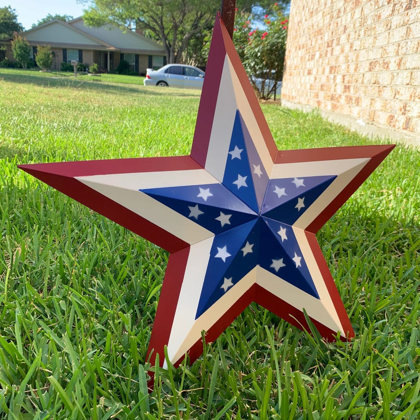 AMERICANA USA FLAG BARN STAR RED WHT BLUE DIAMOND STAR HANDMADE 12",24",36" #EH13361