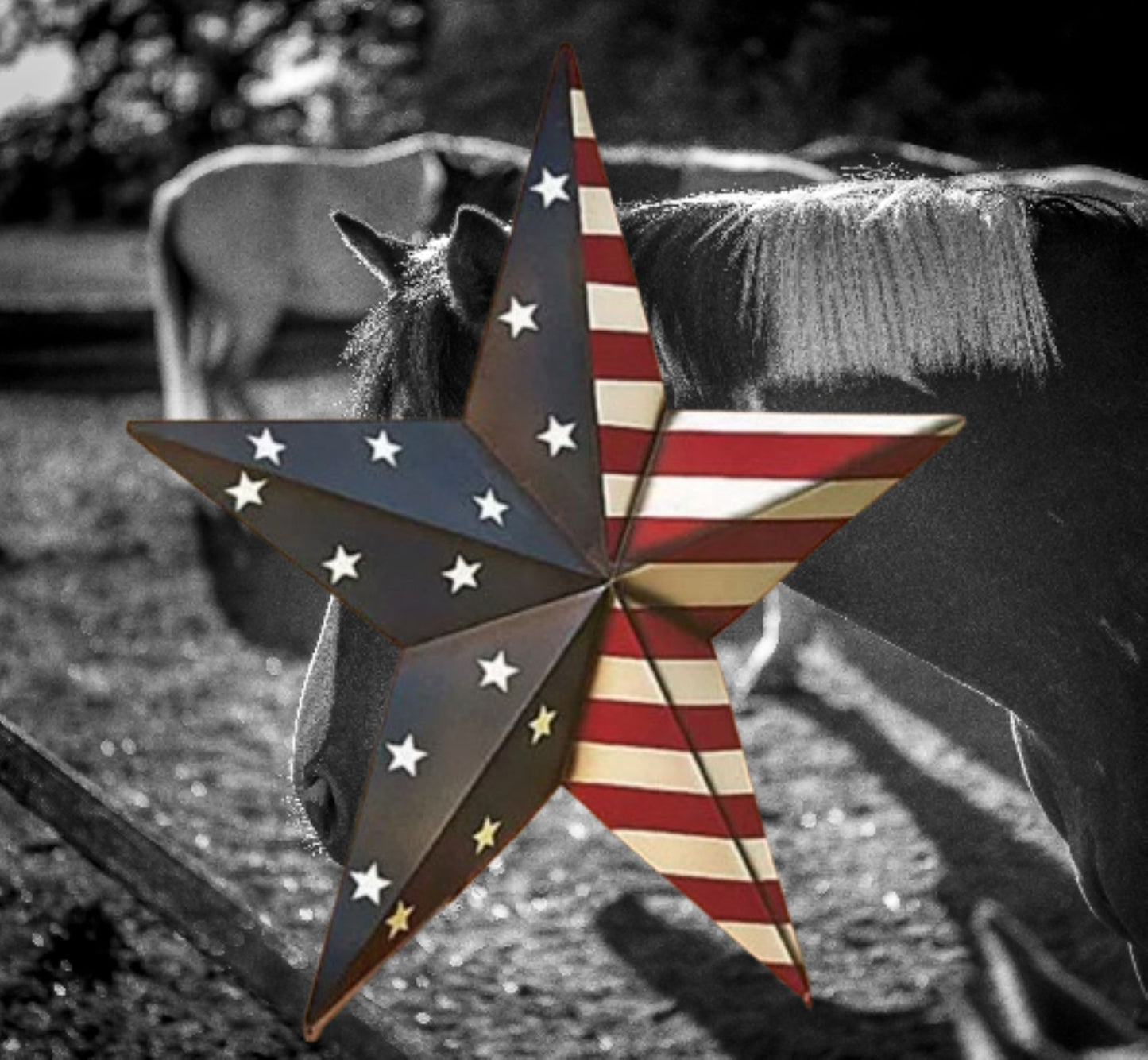 24" USA FLAG STAR RED WHITE & BLUE AMERICANA METAL BARN STAR METAL WALL ART HANDMADE TO ORDER #EH13492