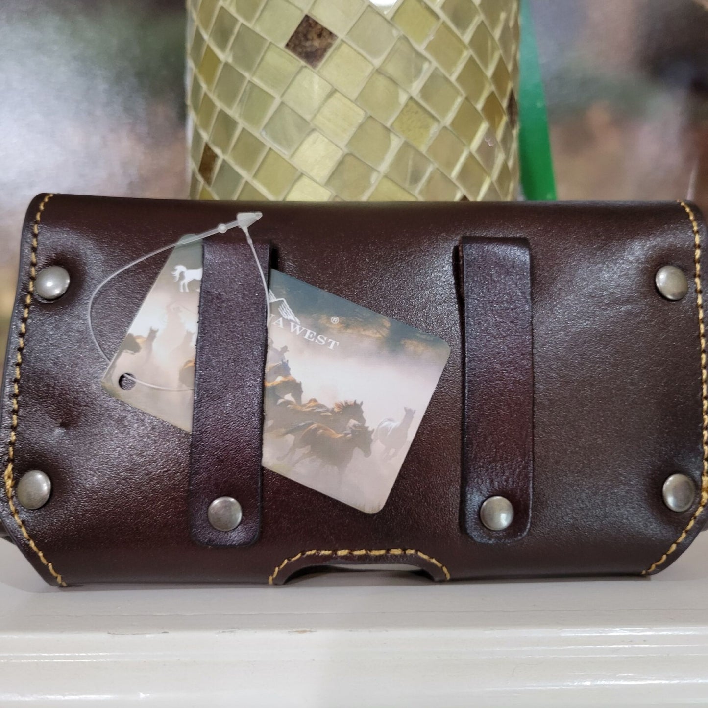 7" LONE STAR BROWN HORIZONTAL LEATHER HOLSTER POUCH EXTRA LARGE  BELT LOOP CELL PHONE CASE UNIVERSAL OVERSIZE #EH12951