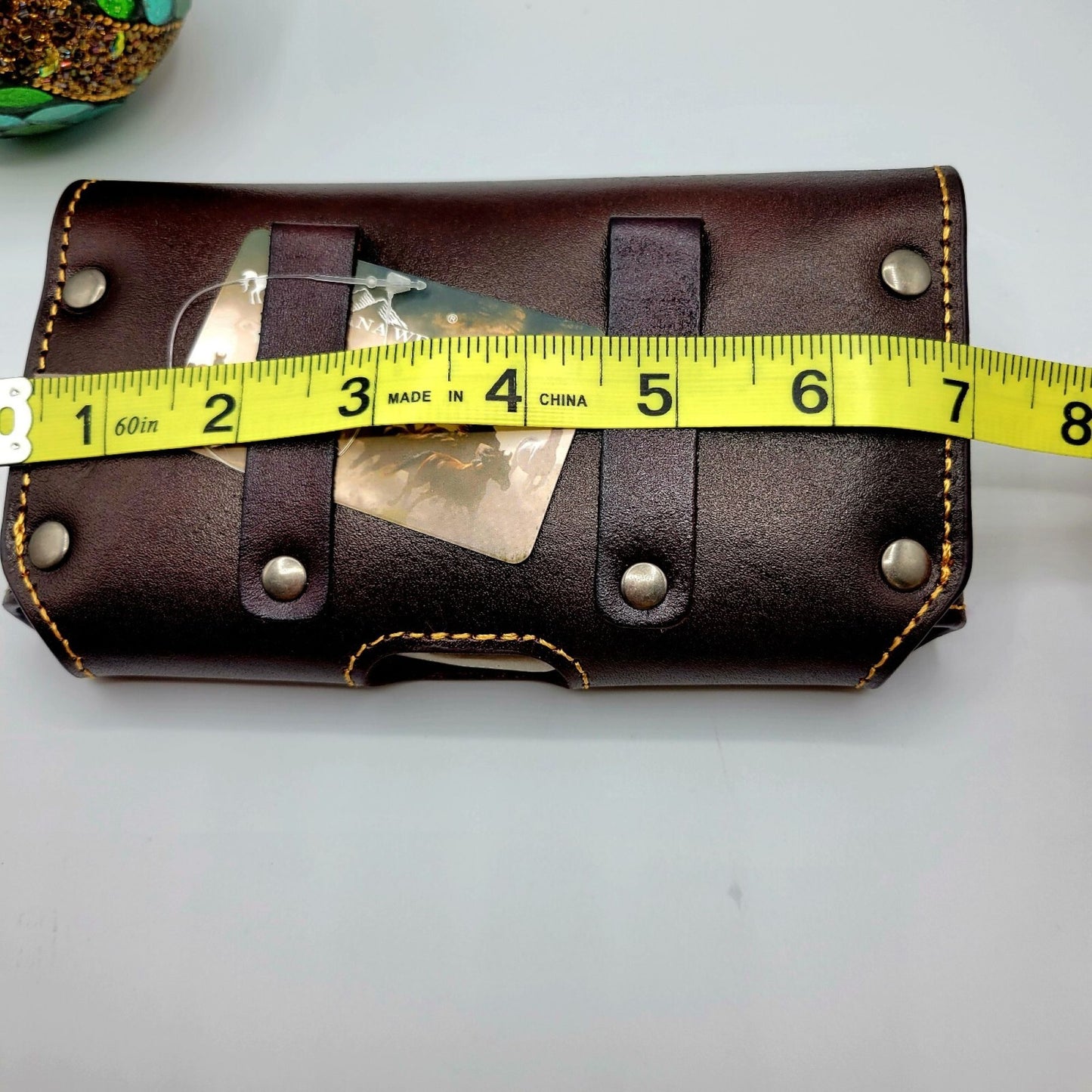 7" LONE STAR BROWN HORIZONTAL LEATHER HOLSTER POUCH EXTRA LARGE  BELT LOOP CELL PHONE CASE UNIVERSAL OVERSIZE #EH12951