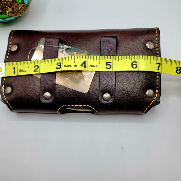 7" LONE STAR BROWN HORIZONTAL LEATHER POUCH EXTRA LARGE  BELT LOOP HOLSTER CELL PHONE CASE UNIVERSAL OVERSIZE #EH12951