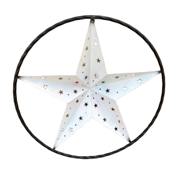 24" RED WHITE BLUE STAR USA FLAG STAR WITH SMALL STAR CUTOUT WESTERN HOME DECOR HANDMADE# EH12312