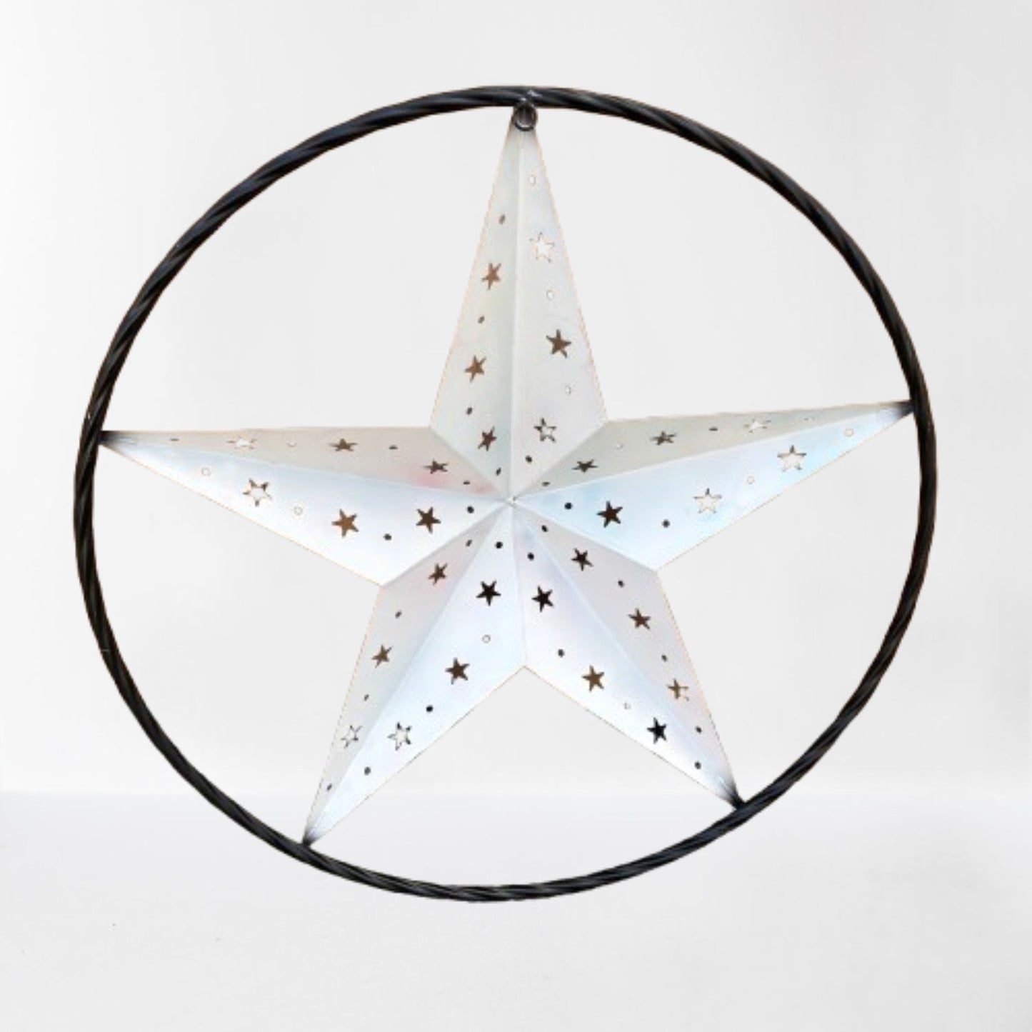24" RED WHITE BLUE STAR USA FLAG STAR WITH SMALL STAR CUTOUT WESTERN HOME DECOR HANDMADE# EH12312