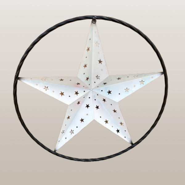 24" RED WHITE BLUE STAR USA FLAG STAR WITH SMALL STAR CUTOUT WESTERN HOME DECOR HANDMADE# EH12312