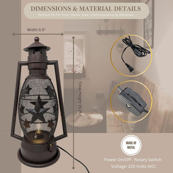 STAR LAMP METAL ART ELECTRIC LANTERN LAMP WESTERN HOME DECOR NEW LIGHTING #EH12727