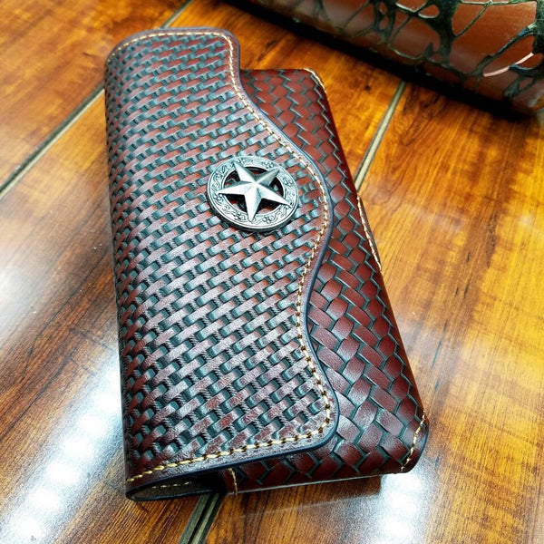 7" LONE STAR BROWN HORIZONTAL LEATHER POUCH EXTRA LARGE  BELT LOOP HOLSTER CELL PHONE CASE UNIVERSAL OVERSIZE #EH12950