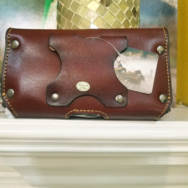 7" LONE STAR BROWN HORIZONTAL LEATHER POUCH EXTRA LARGE  BELT LOOP HOLSTER CELL PHONE CASE UNIVERSAL OVERSIZE #EH12950