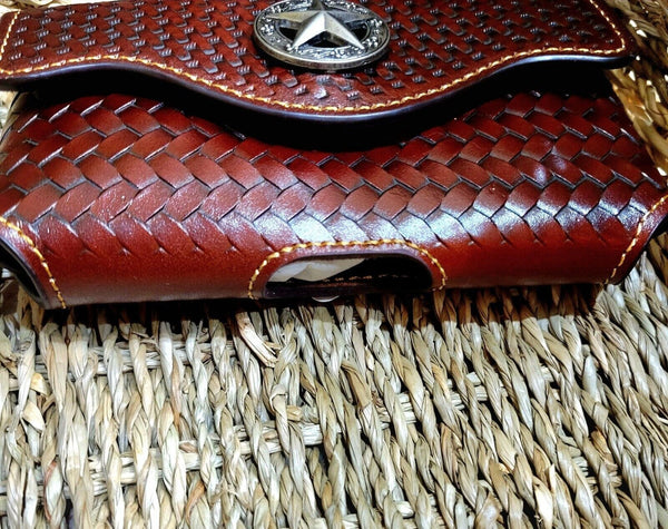 7" LONE STAR BROWN HORIZONTAL LEATHER POUCH EXTRA LARGE  BELT LOOP HOLSTER CELL PHONE CASE UNIVERSAL OVERSIZE #EH12950