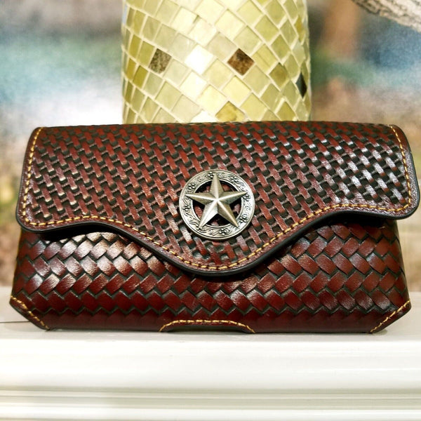 7" LONE STAR BROWN HORIZONTAL LEATHER POUCH EXTRA LARGE  BELT LOOP HOLSTER CELL PHONE CASE UNIVERSAL OVERSIZE #EH12950