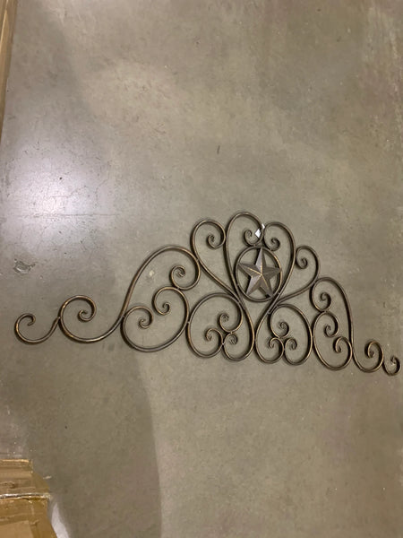 STAR SCROLL ART WORK METAL WALL DECOR WESTERN HOME DECOR BRONZE NEW 46.5" X 16" #EH12191