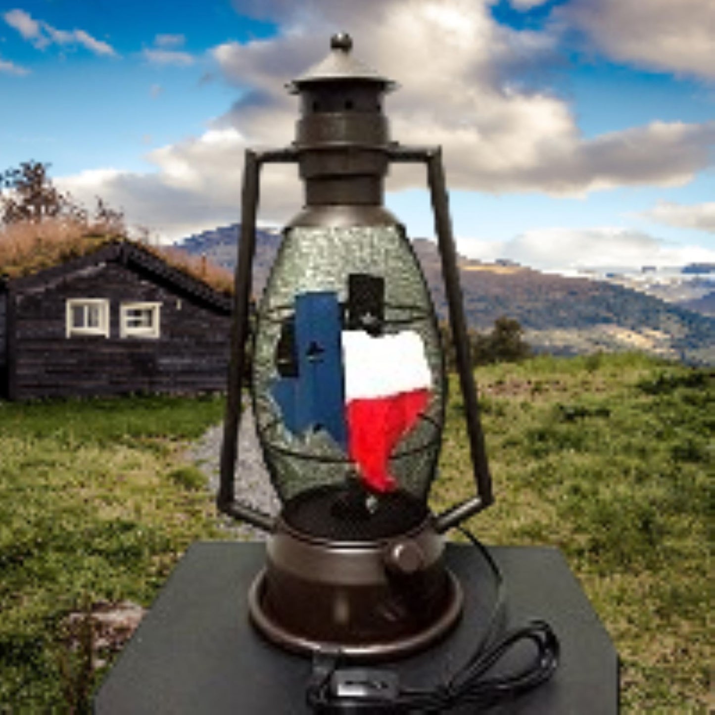 STATE OF TEXAS METAL ART ELECTRIC LANTERN LAMP WESTERN HOME WALL DECOR LIGHTING #EH12734