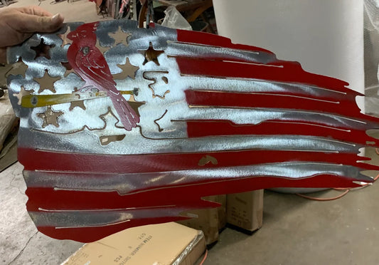 ST. LOUIS CARDINALS CUSTOM TEAM TATTERED FLAG CUSTOM METAL VINTAGE CRAFT SIGN WESTERN HOME DECOR HANDMADE