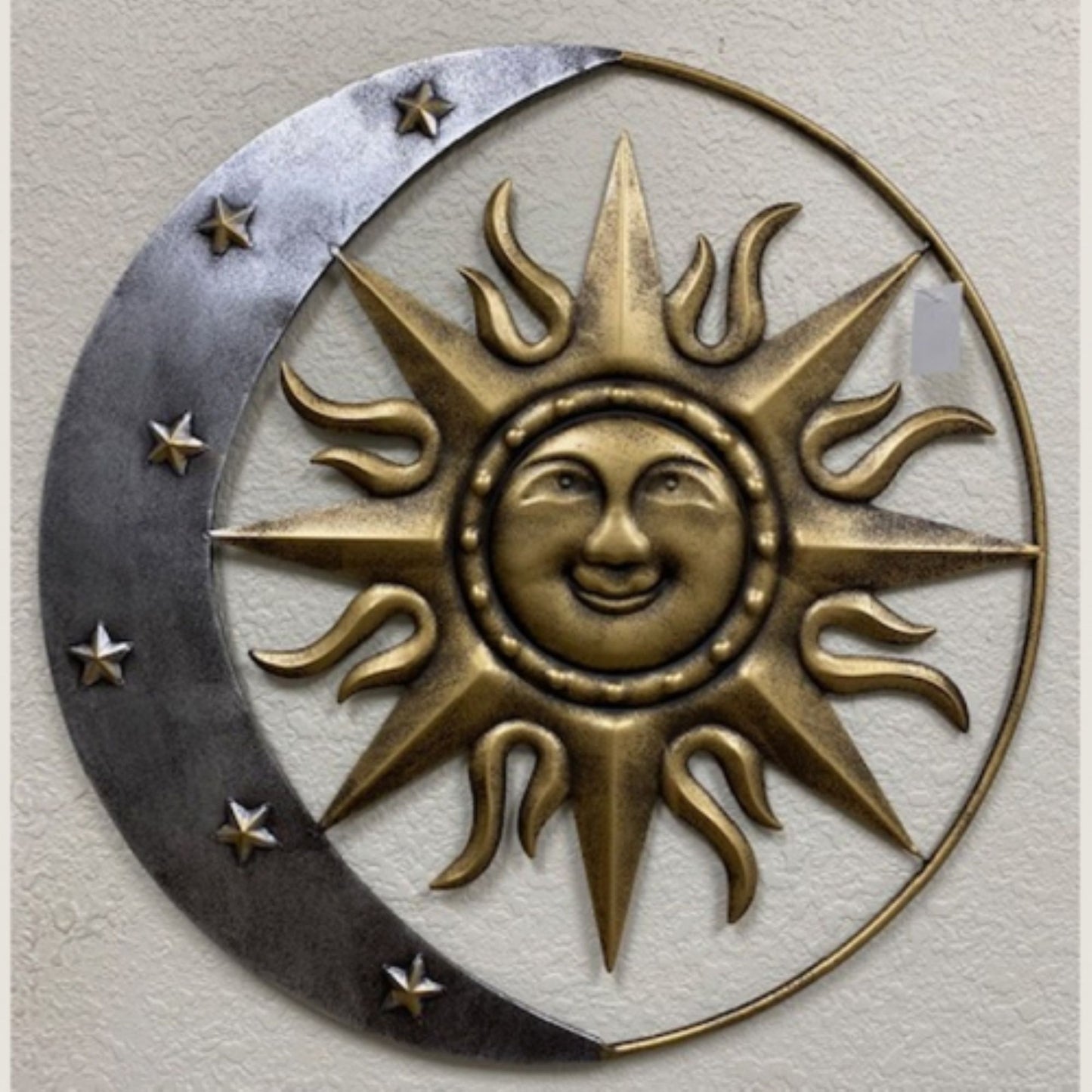 SUN MOON STARS 24" GOLD & SILVER METAL WALL SIGN WESTERN HOME DECOR HANDMADE NEW #EH12194