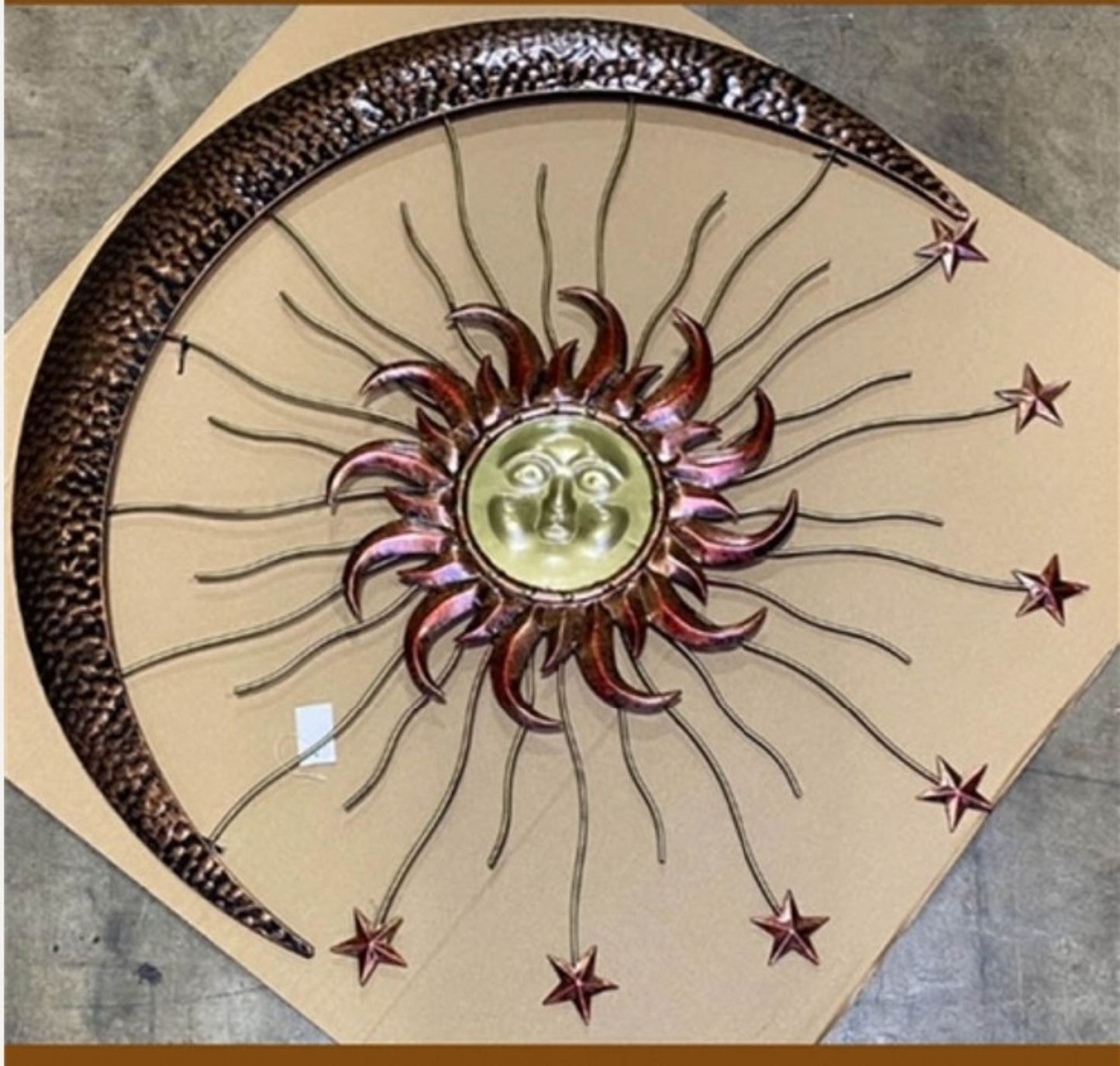 36" SUN MOON STARS METAL WALL DECOR SIGN WESTERN HOME DECOR HANDMADE DARK COPPER & GOLD NEW #EH12193