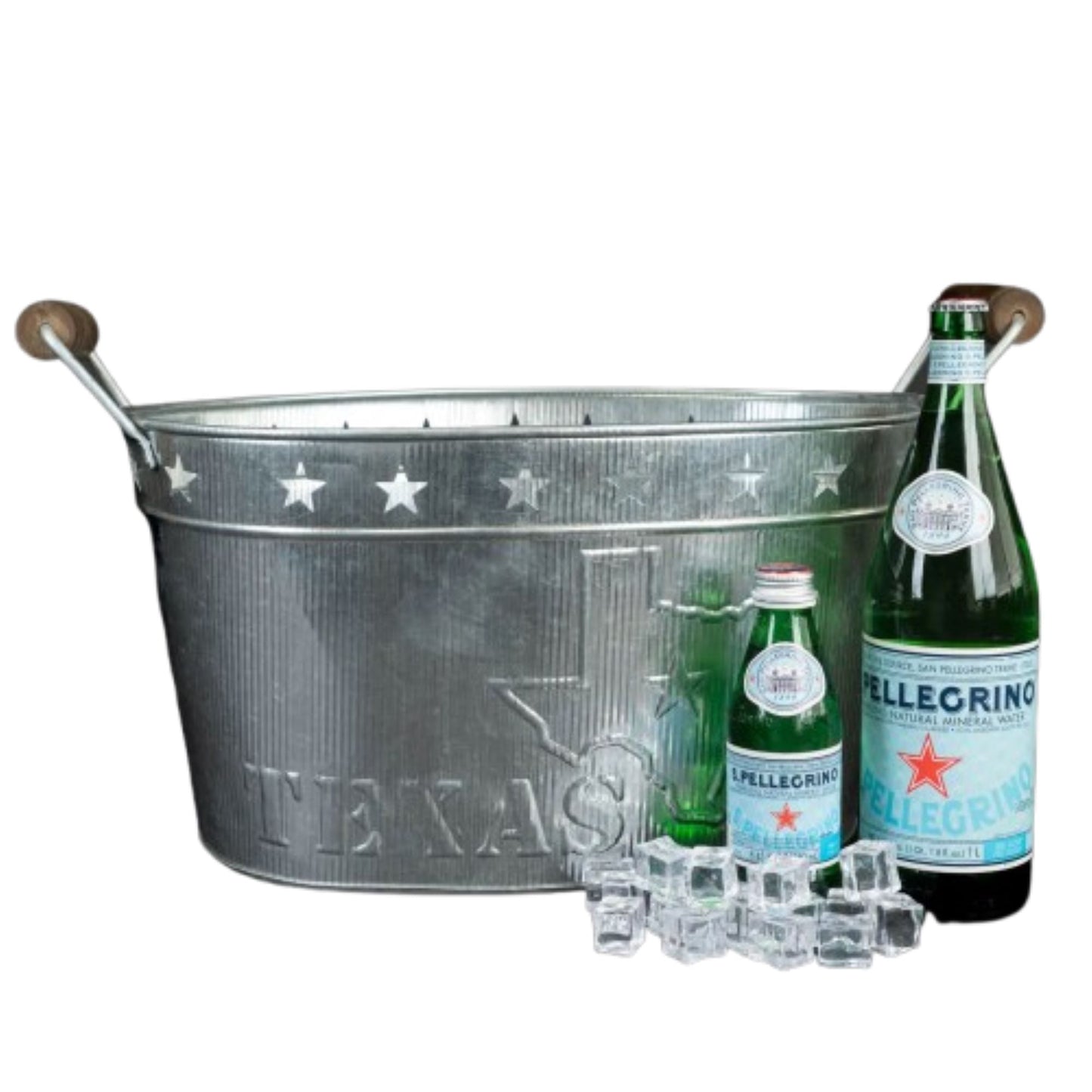 24" TEXAS BUCKET SILVER METAL OVAL TUB BEVERAGE HOLDER WESTERN HOME DECOR HANDMADE NEW #EH12495
