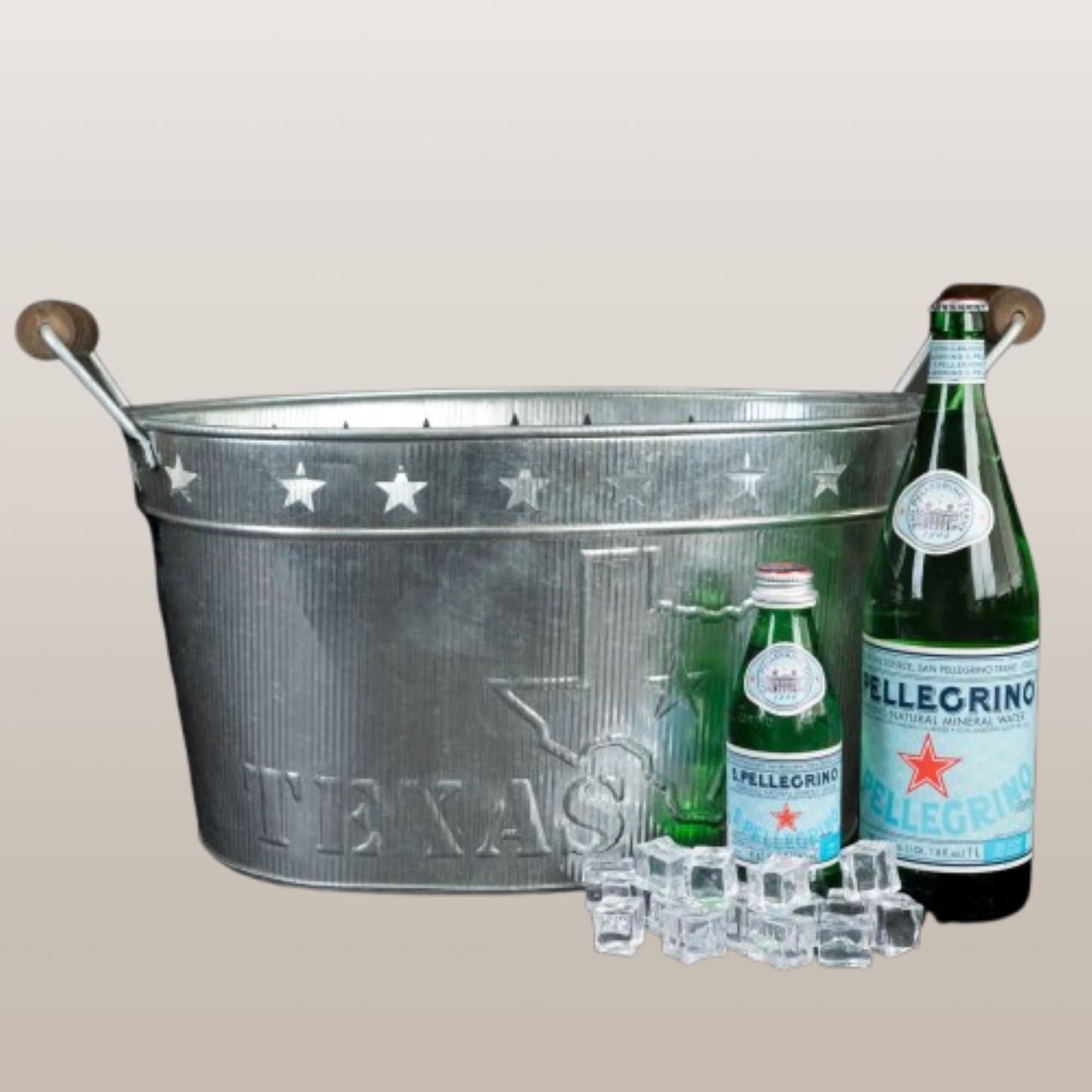 24" TEXAS BUCKET SILVER METAL OVAL TUB BEVERAGE HOLDER WESTERN HOME DECOR HANDMADE NEW #EH12495
