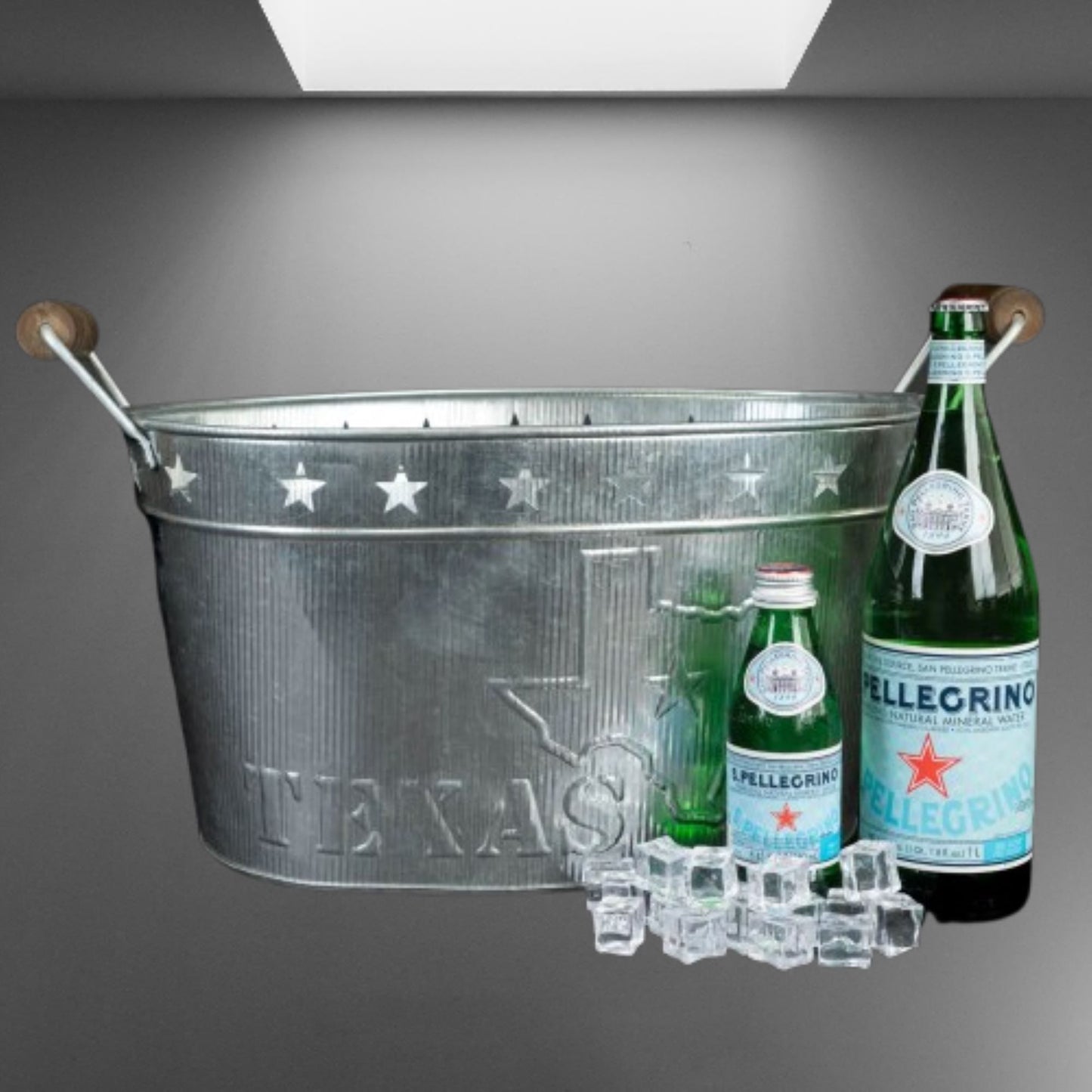 24" TEXAS BUCKET SILVER METAL OVAL TUB BEVERAGE HOLDER WESTERN HOME DECOR HANDMADE NEW #EH12495