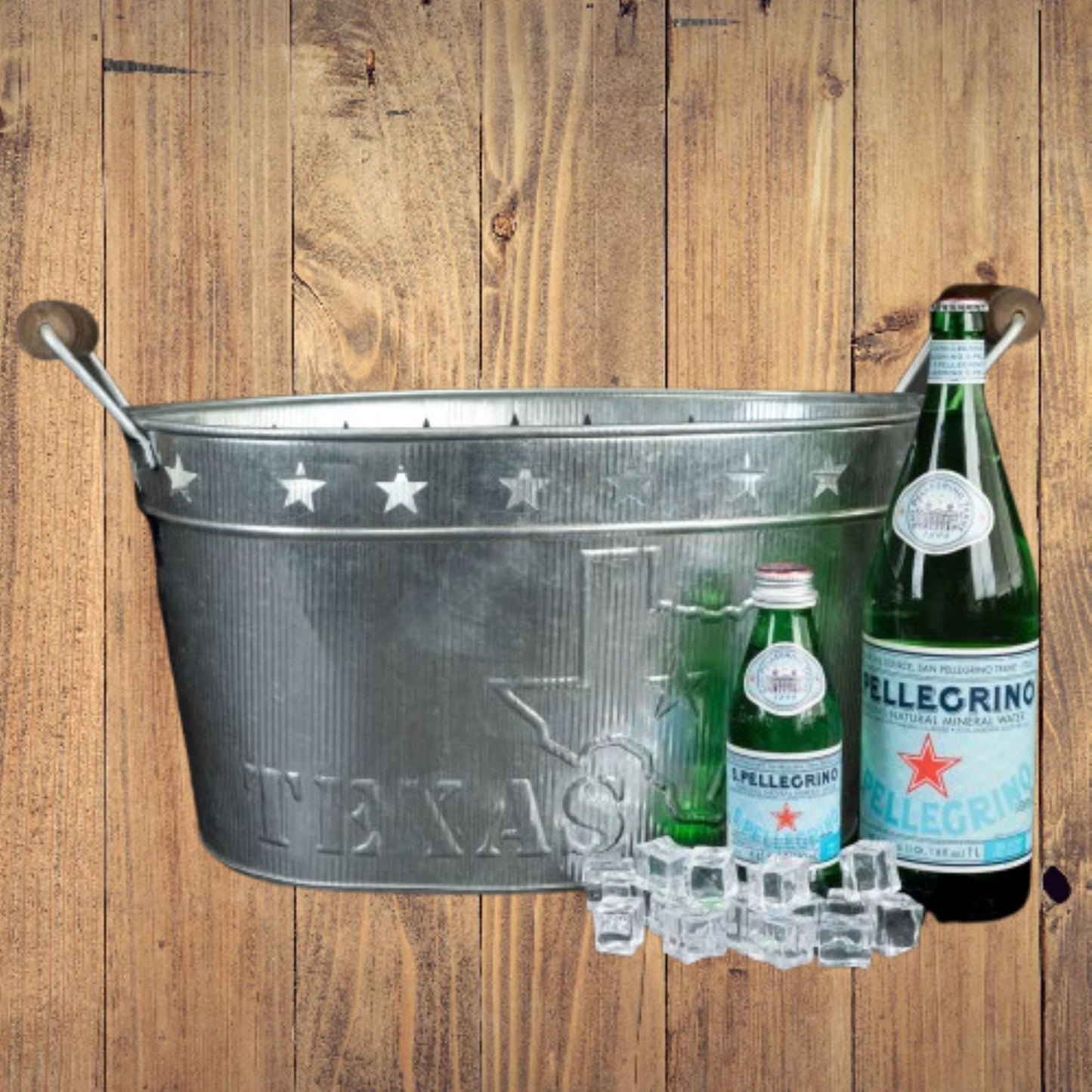 24" TEXAS BUCKET SILVER METAL OVAL TUB BEVERAGE HOLDER WESTERN HOME DECOR HANDMADE NEW #EH12495