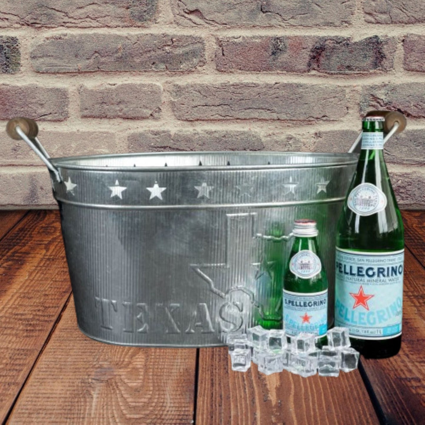 24" TEXAS BUCKET SILVER METAL OVAL TUB BEVERAGE HOLDER WESTERN HOME DECOR HANDMADE NEW #EH12495