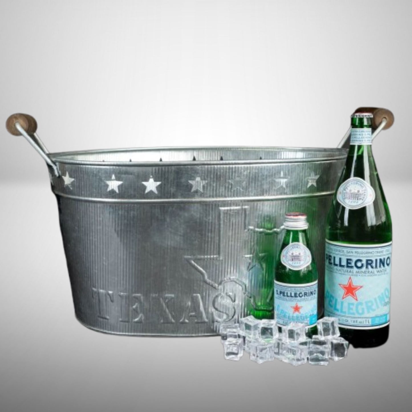 24" TEXAS BUCKET SILVER METAL OVAL TUB BEVERAGE HOLDER WESTERN HOME DECOR HANDMADE NEW #EH12495