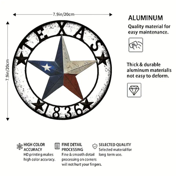8" TEXAS 1836 2D STAR SIGN FLAT METAL LASERCUT ART WESTERN HOME DECOR HANDMADE NEW #EH12764