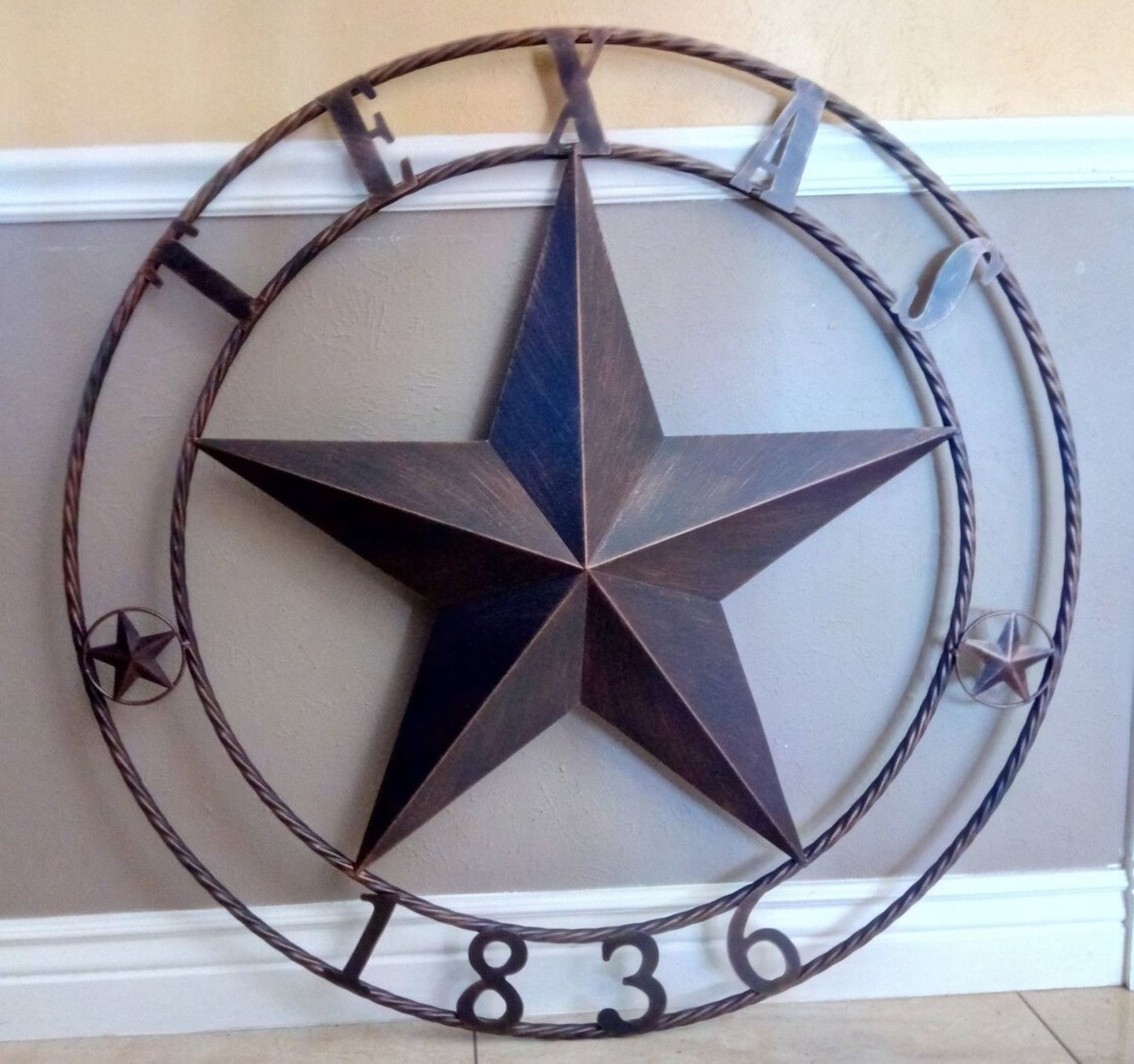24", 32",36",40" TEXAS 1836 RUSTIC BROWN BARN STAR METAL WALL WESTERN HOME DECOR HANDMADE #EH10974
