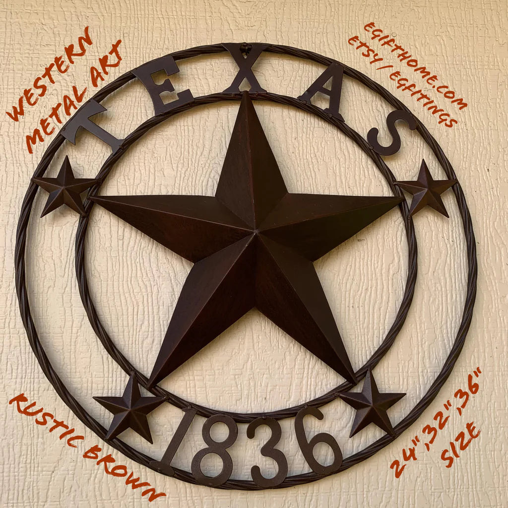 TEXAS 1836 RUSTIC BRONZE BARN STAR METAL WALL WESTERN HOME DECOR HANDMADE #EH10073