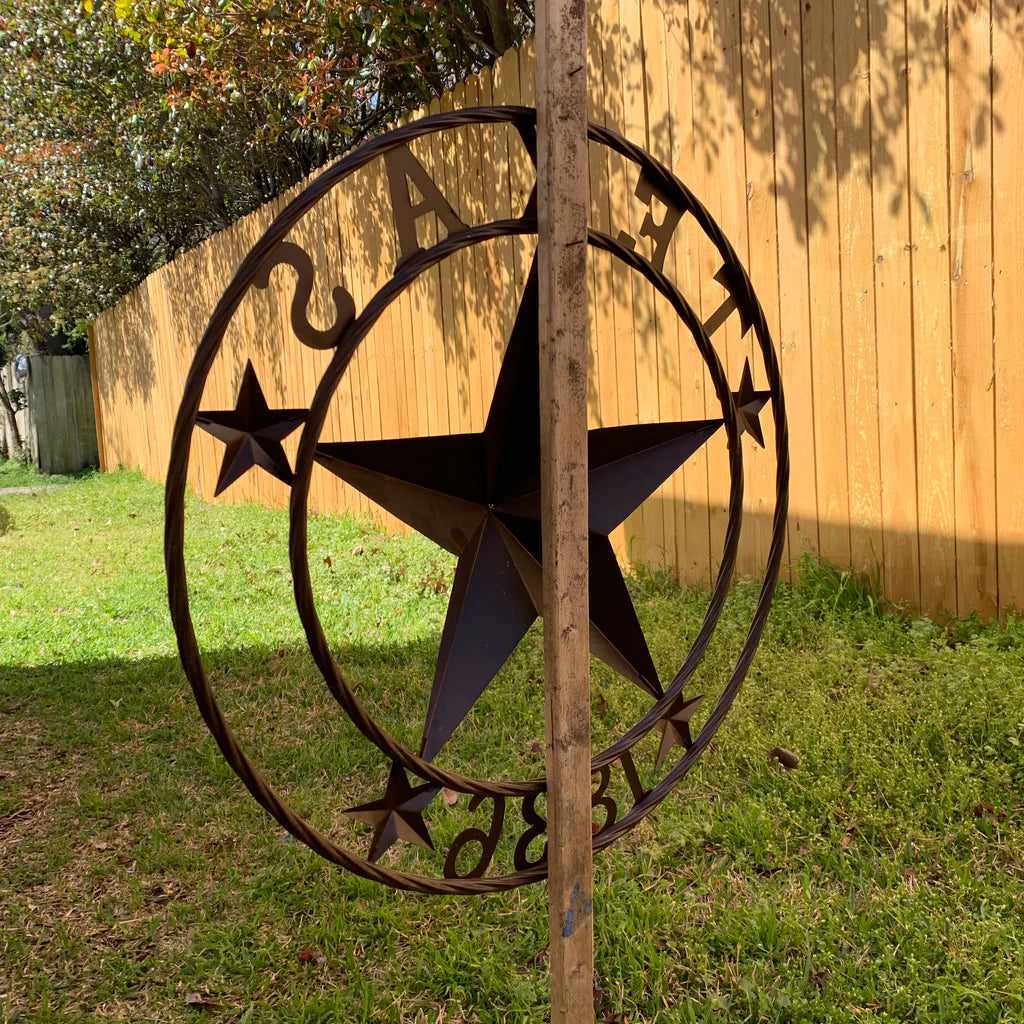 TEXAS 1836 RUSTIC BRONZE BARN STAR METAL WALL WESTERN HOME DECOR HANDMADE #EH10073